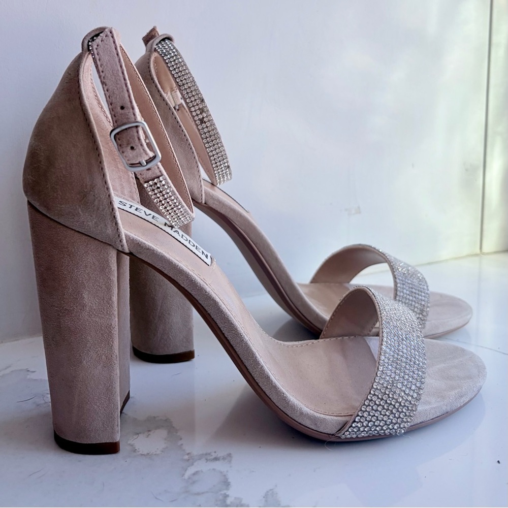 Steve Madden Beige and Silver Block Heels